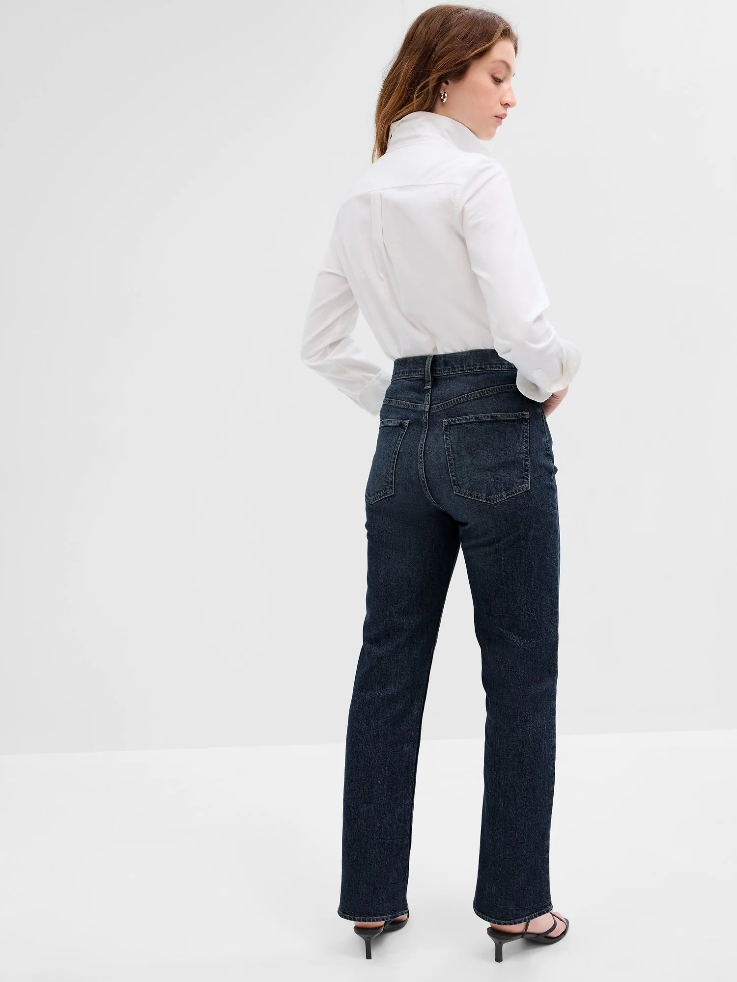 High Rise Straight Jeans with Washwell