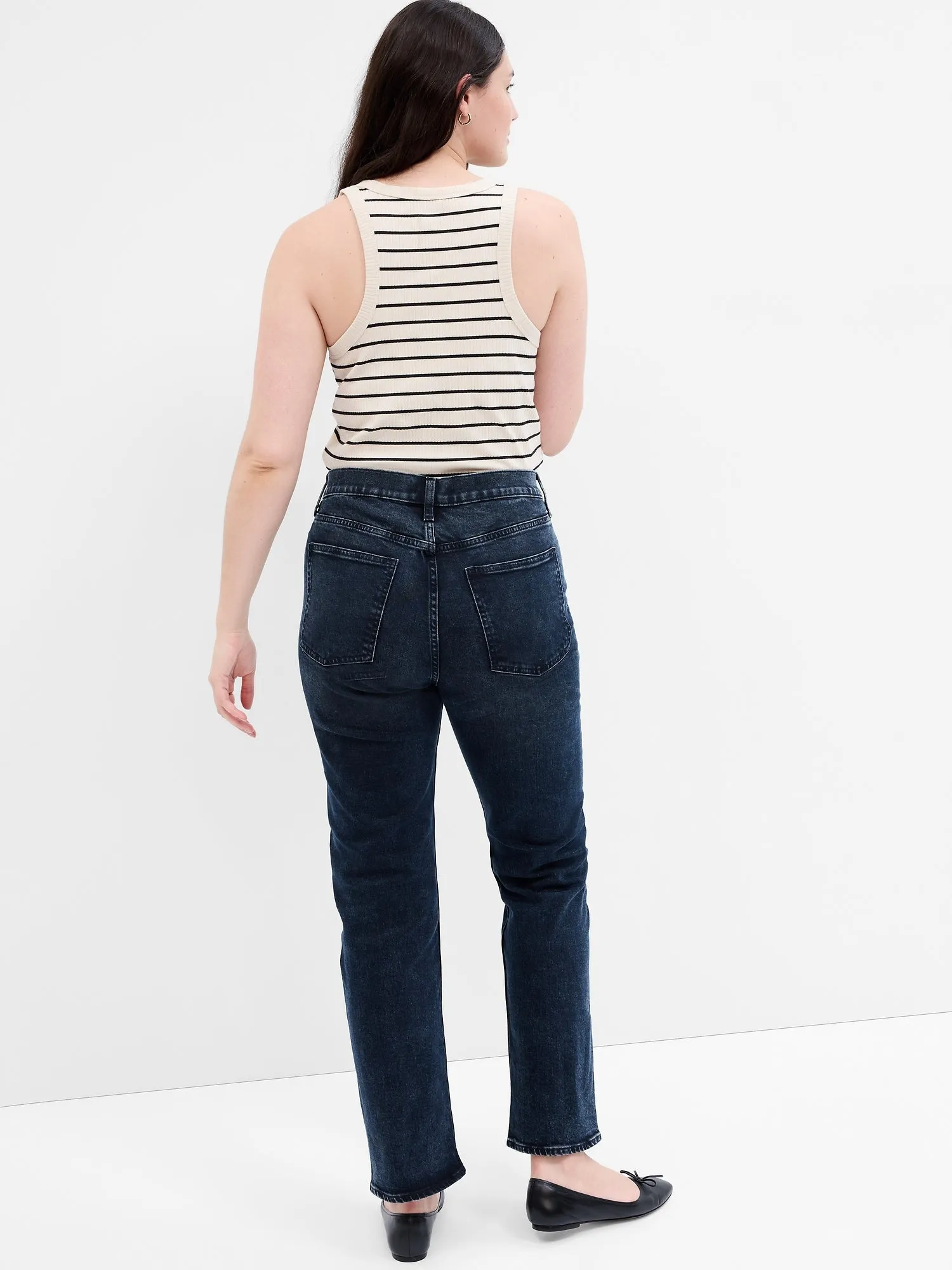 High Rise Straight Jeans with Washwell