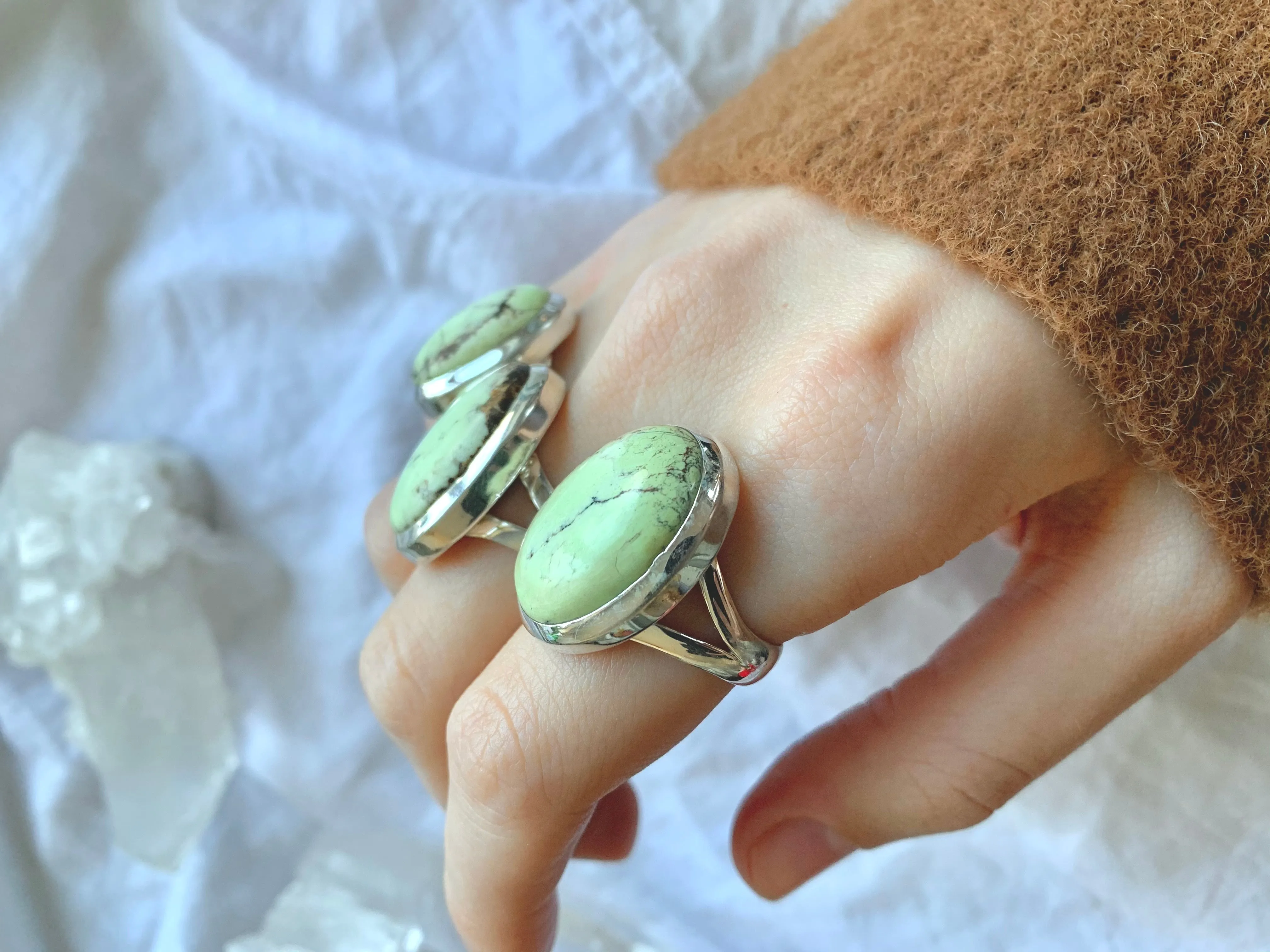 Lemon Chrysoprase Sylke Rings - Oval (US 8)