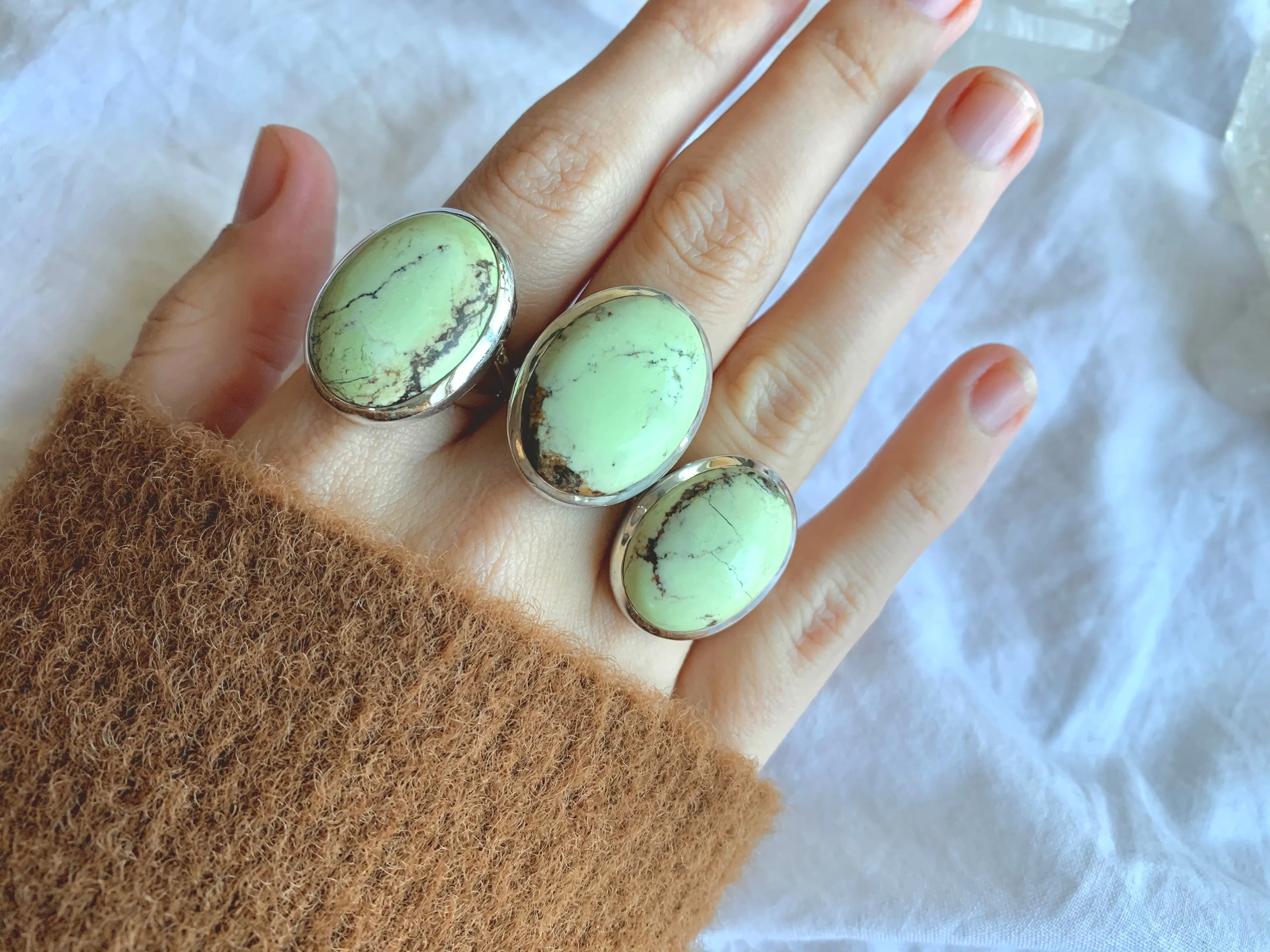 Lemon Chrysoprase Sylke Rings - Oval (US 8)