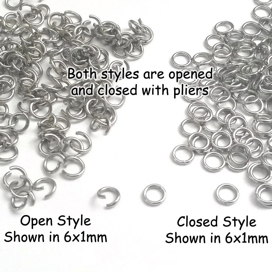 Medium Thickness Stainless Steel Jump Rings, 1mm thick