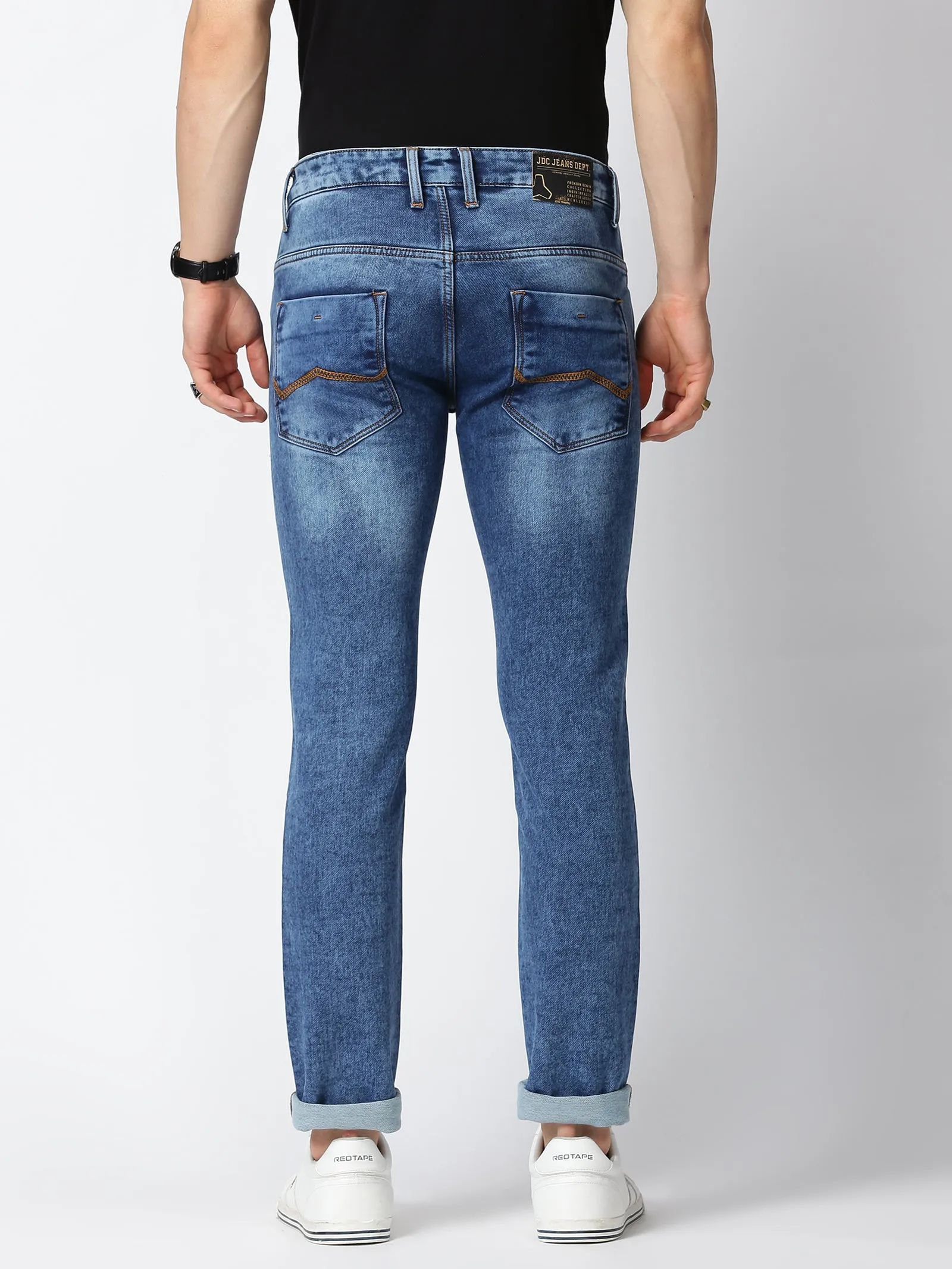 MEN'S BLUE SOLID JASON FIT JEANS