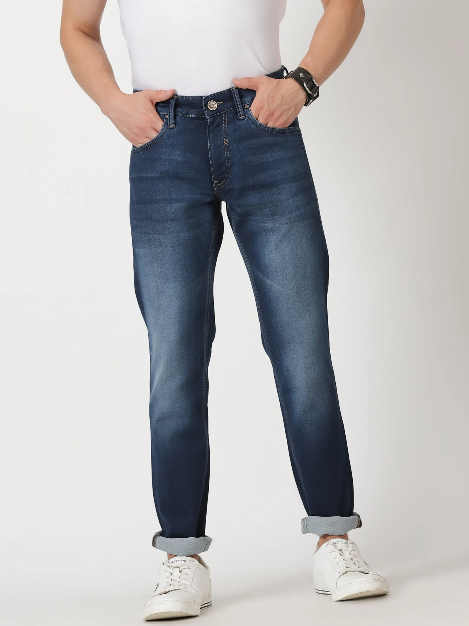 MEN'S BLUE SOLID JASON FIT JEANS