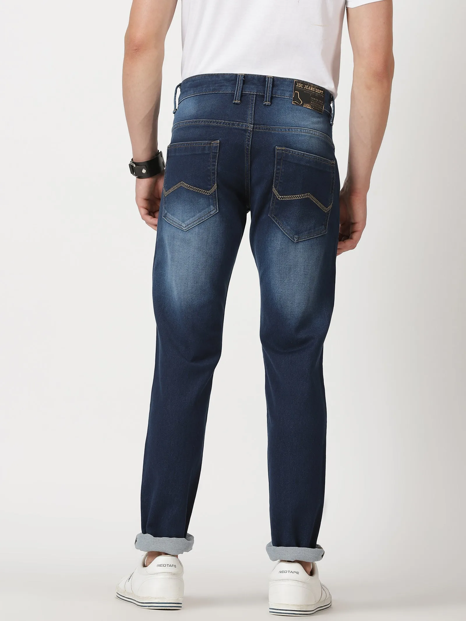 MEN'S BLUE SOLID JASON FIT JEANS