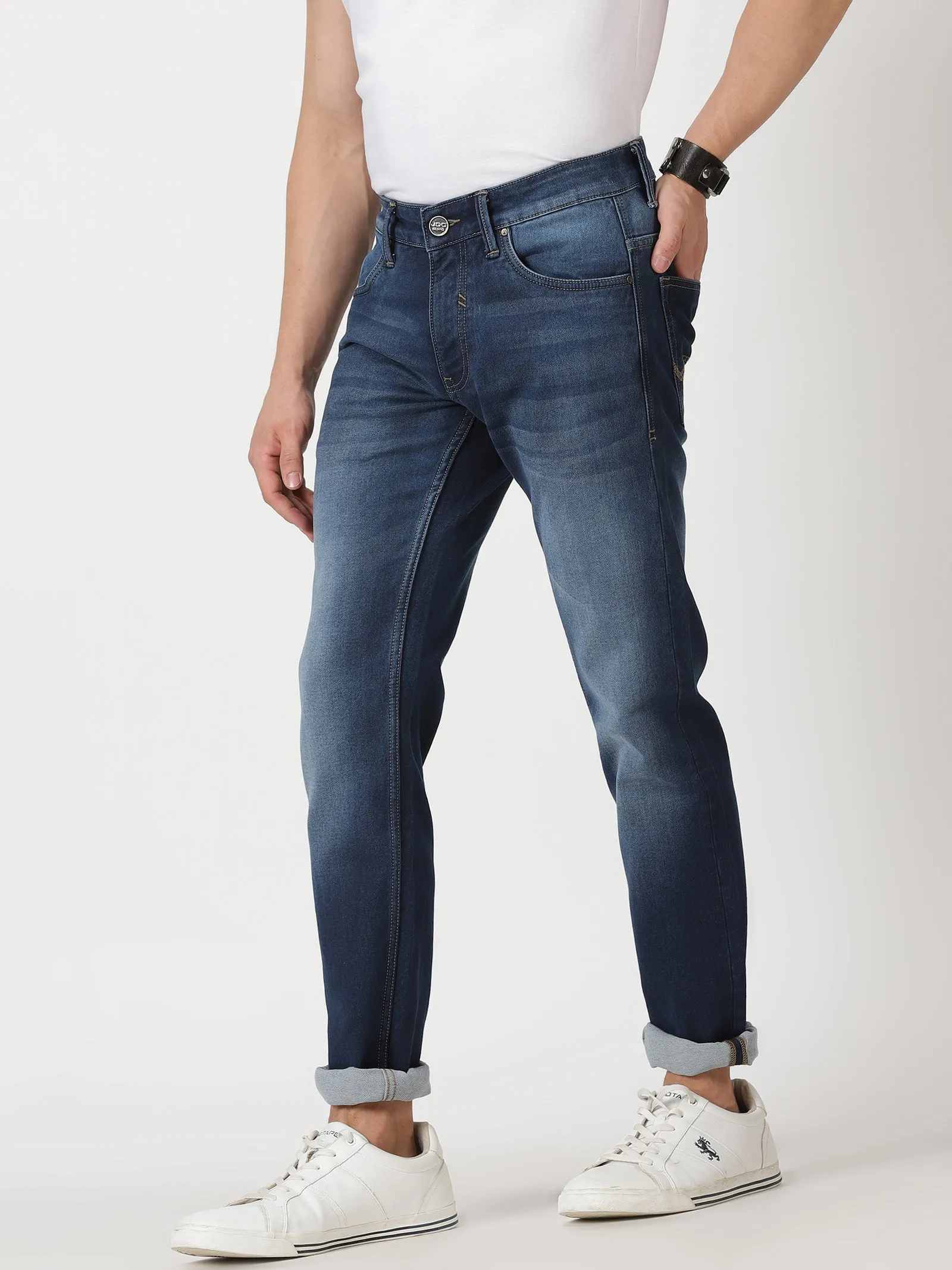 MEN'S BLUE SOLID JASON FIT JEANS