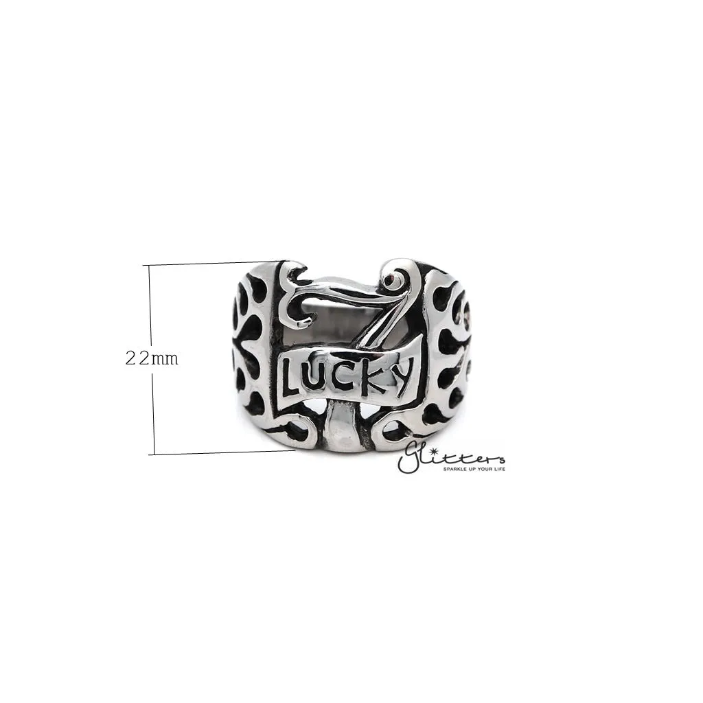 Men's Stainless Steel LUCKY 7 Casting Rings