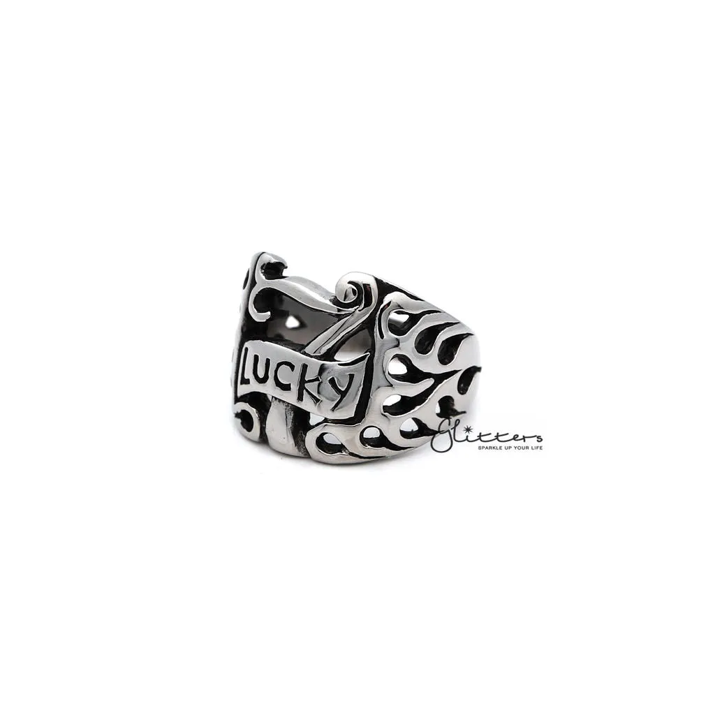 Men's Stainless Steel LUCKY 7 Casting Rings