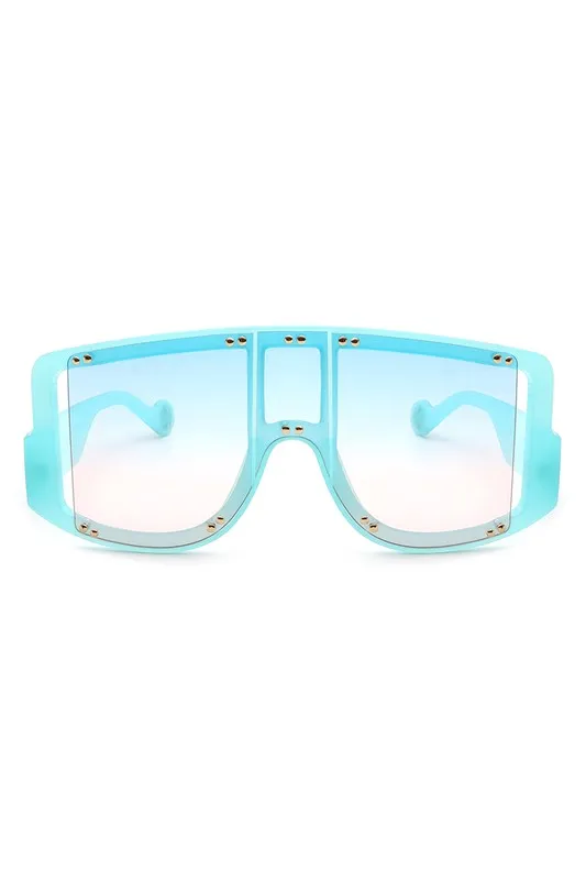 Oversize Square Fashion Shield Visor Sunglasses