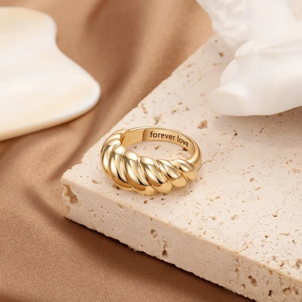 Personalized Gold Color Braided Twisted Rope Rings For Women