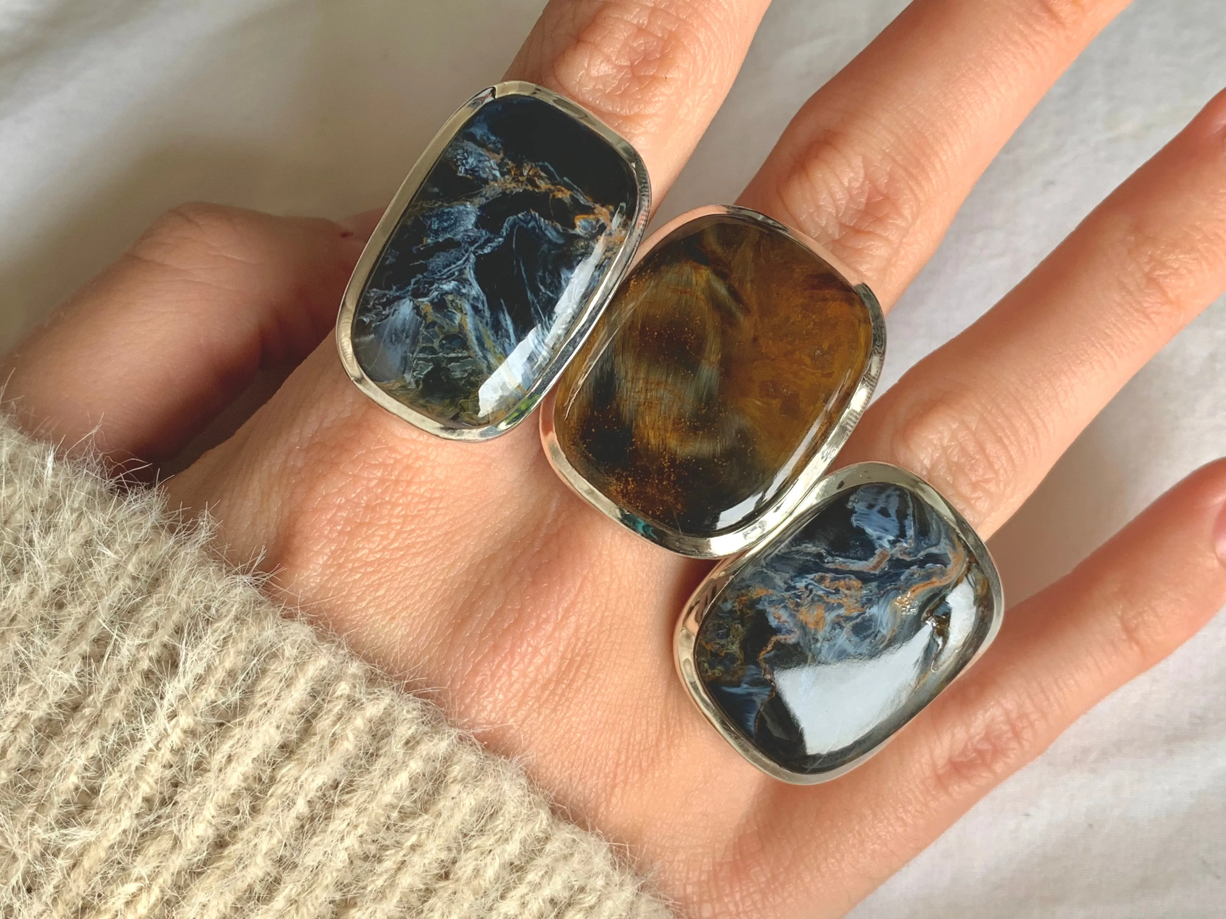 Pietersite Naevia Rings - Square (US 7.5)