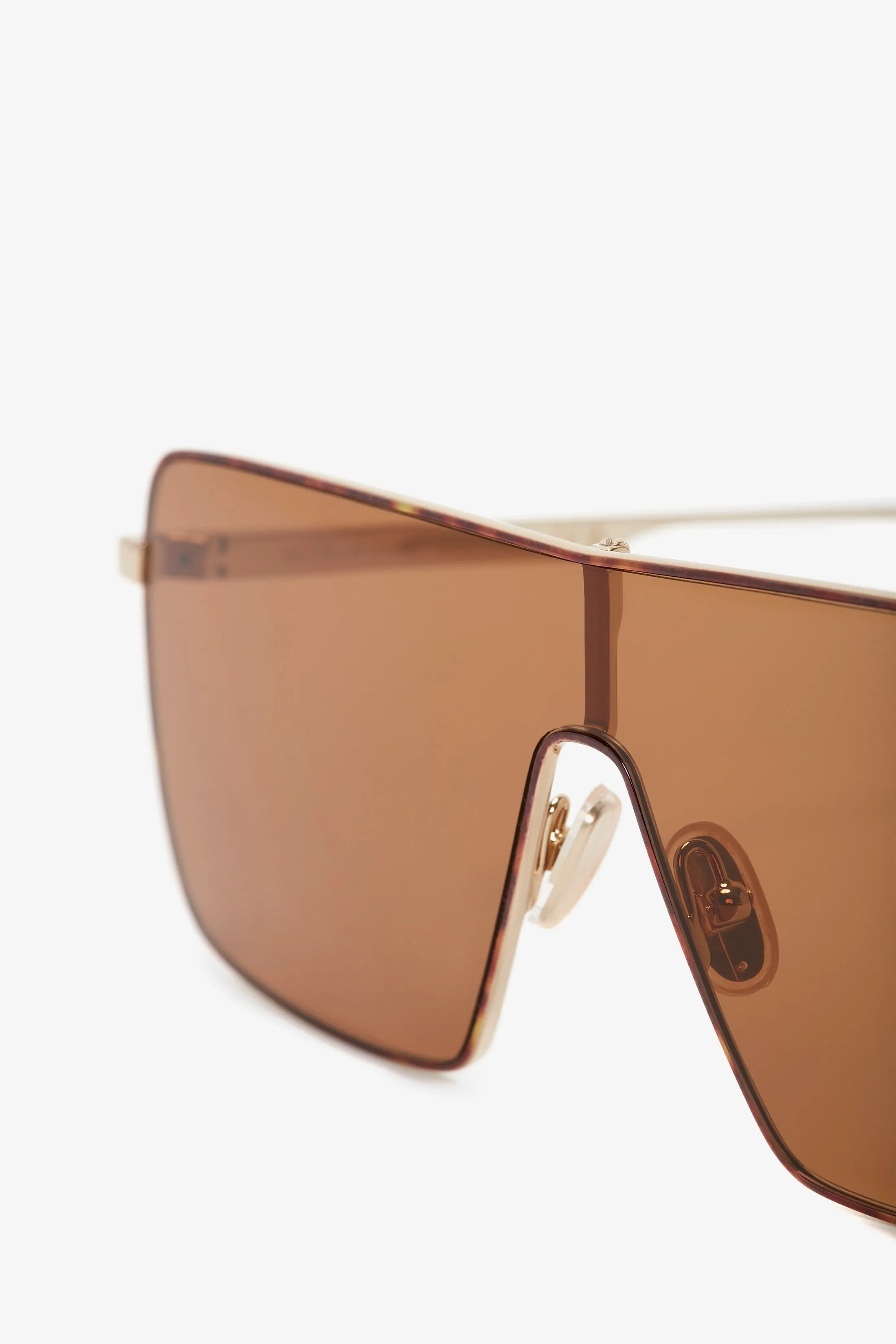 Rectangular Visor Gold-Framed Sunglasses