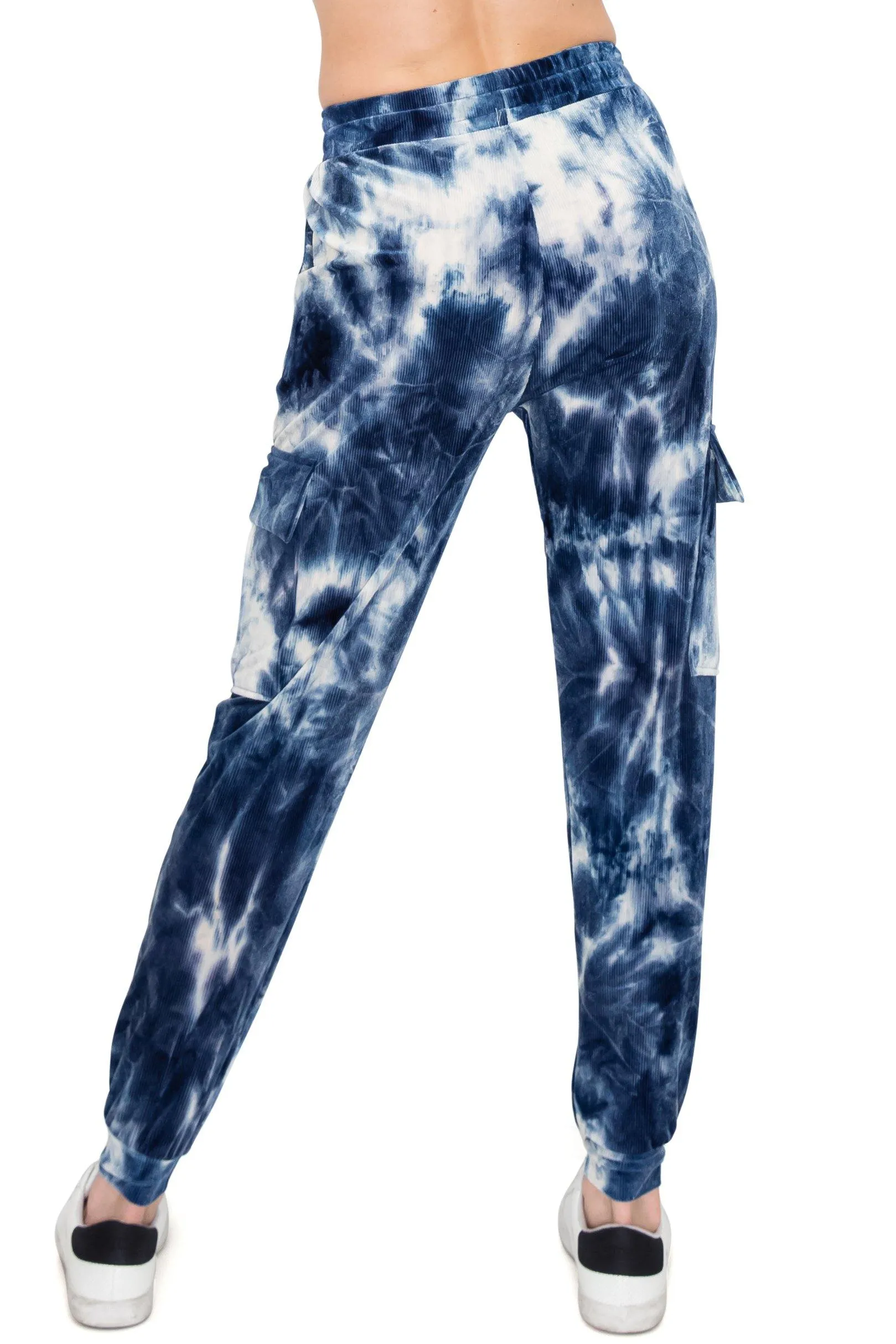 Ribbed Tie Dye Cargo Jogger Pants