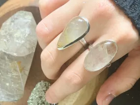 Rutilated Quartz Akoni Rings Mix - Long Oval / Teardrop