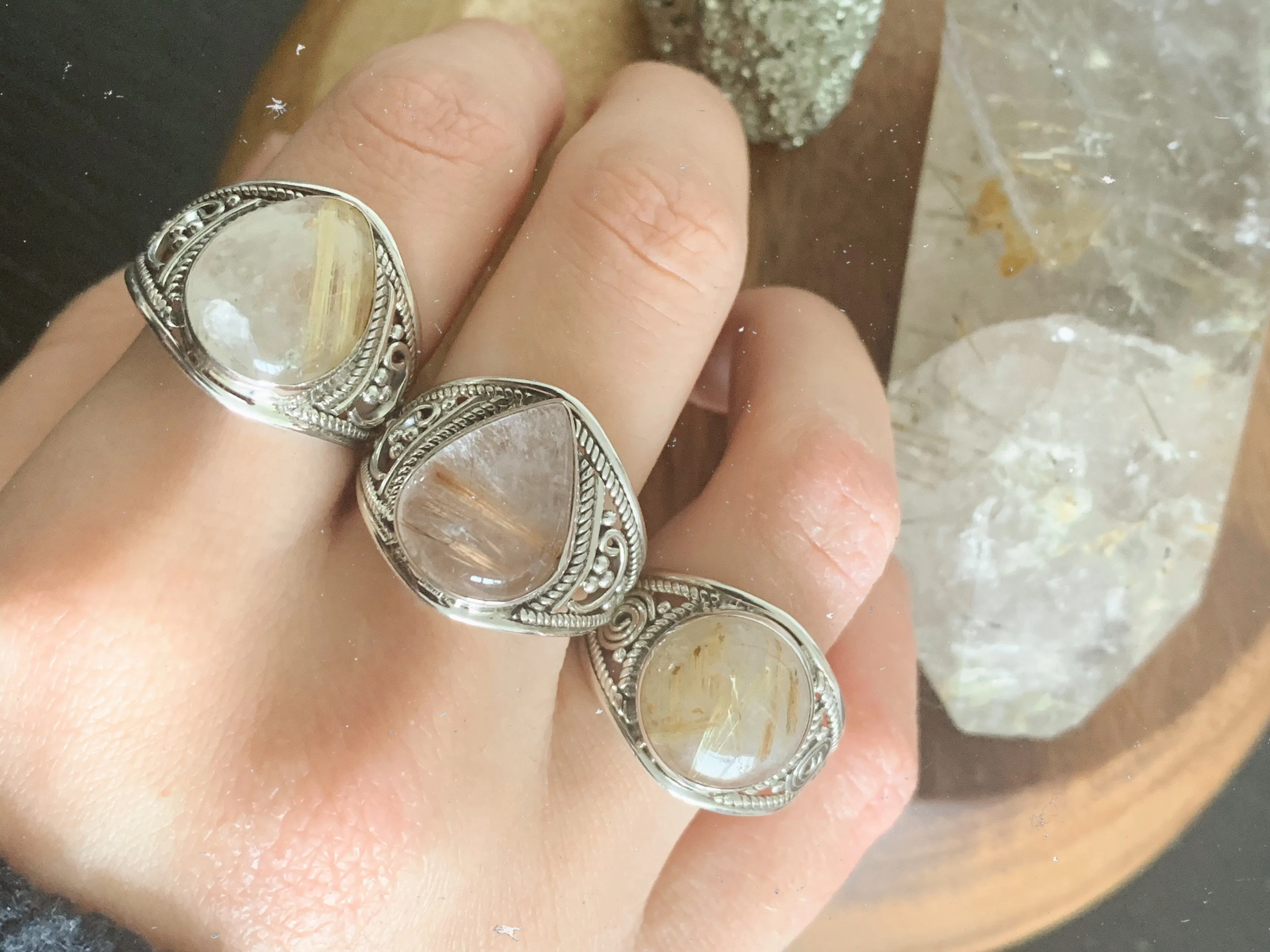 Rutilated Quartz Marilis Rings Mix (US 10.5)