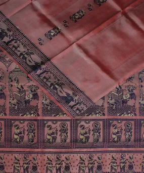 Sandal handwoven meenakari baluchari silk saree