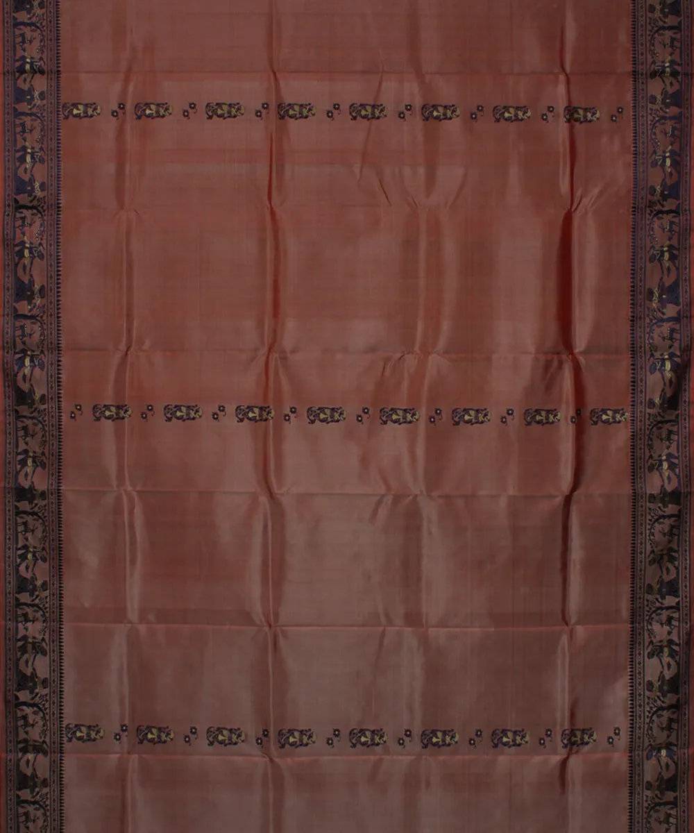 Sandal handwoven meenakari baluchari silk saree