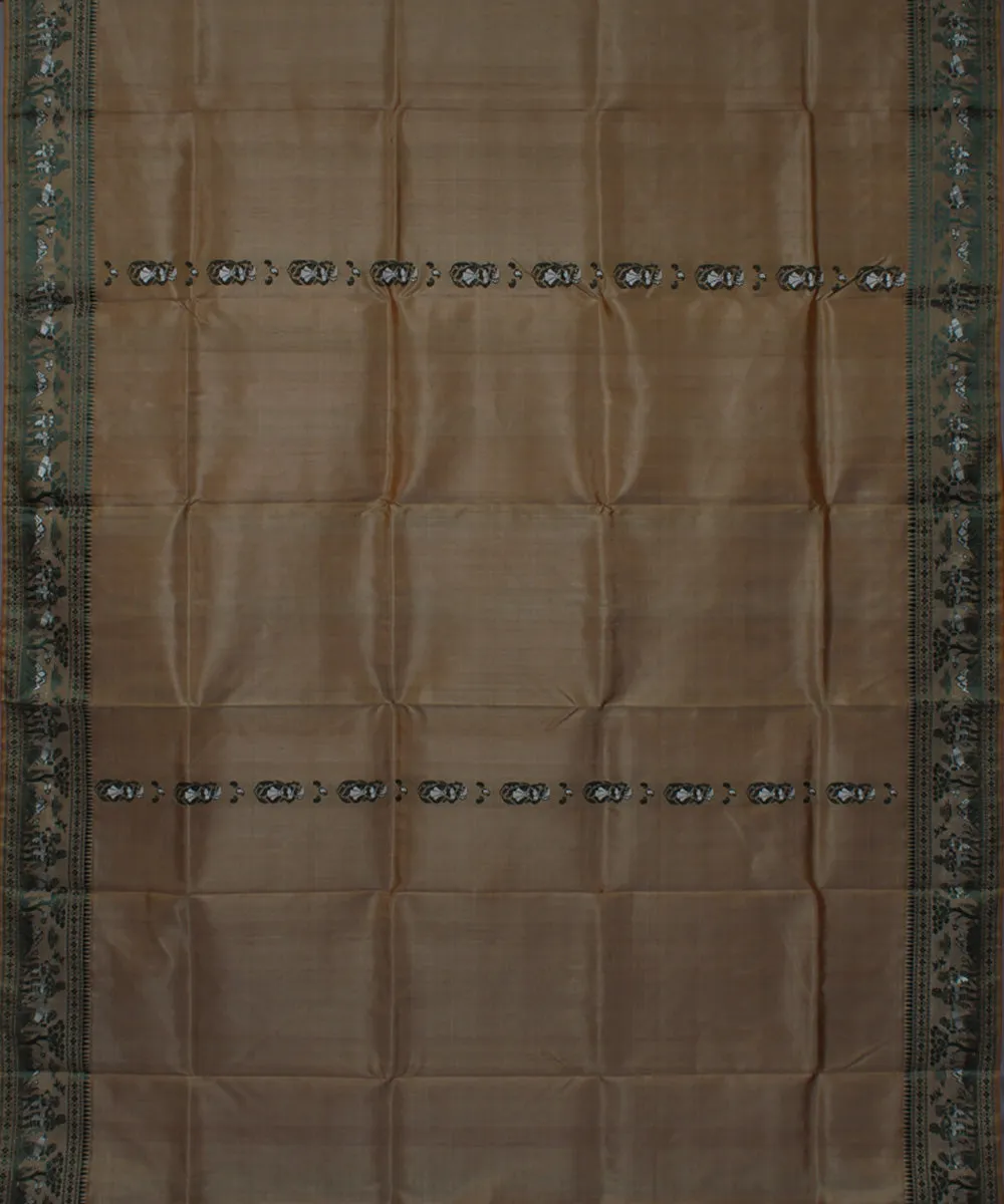 Sandal handwoven meenakari baluchari silk saree