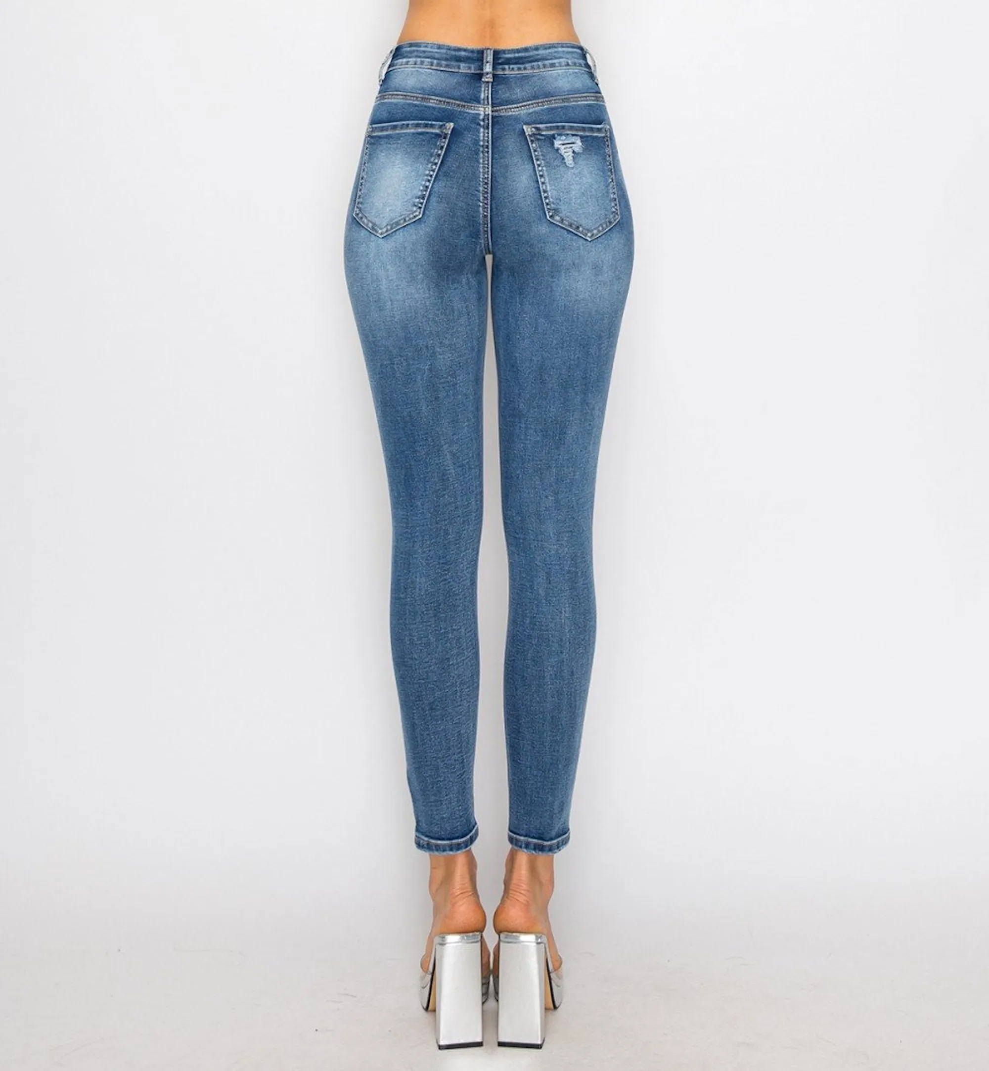 SKINNY JEANS TIRO ALTO RASGADO 90331