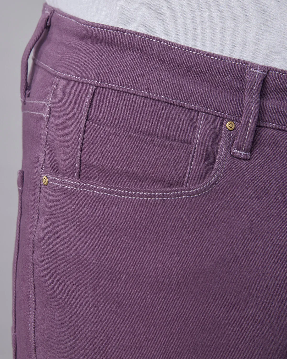 Smoked Twill Stretch Jeans - Purple