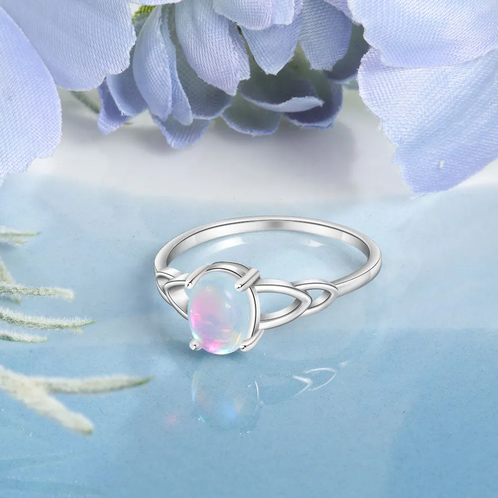 Sterling Silver Oval Moonstone Rings For Women