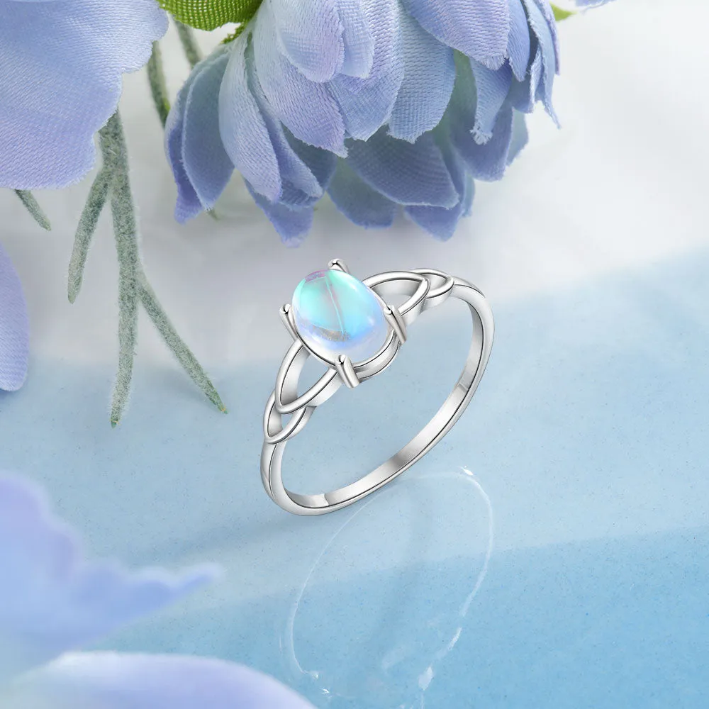 Sterling Silver Oval Moonstone Rings For Women