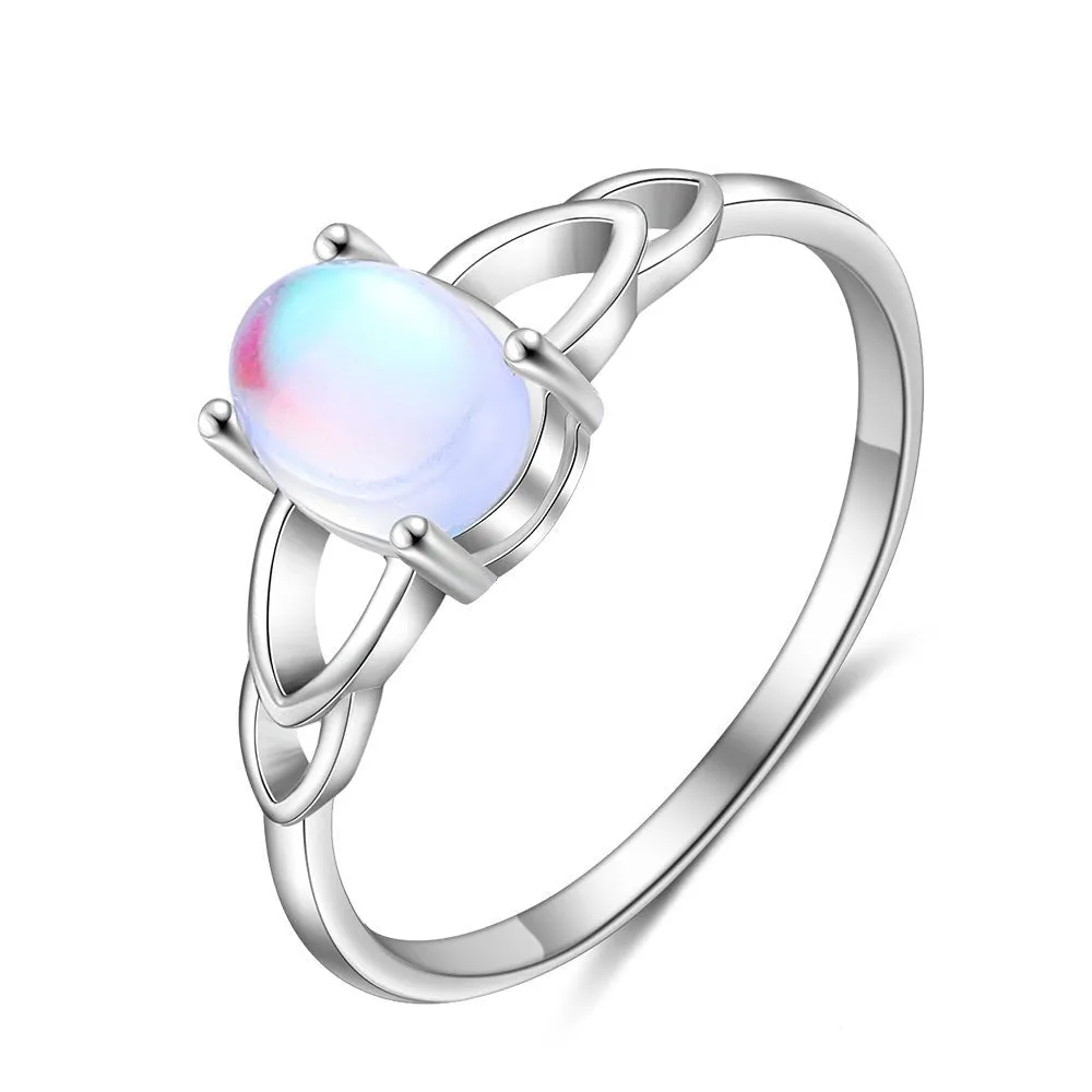 Sterling Silver Oval Moonstone Rings For Women