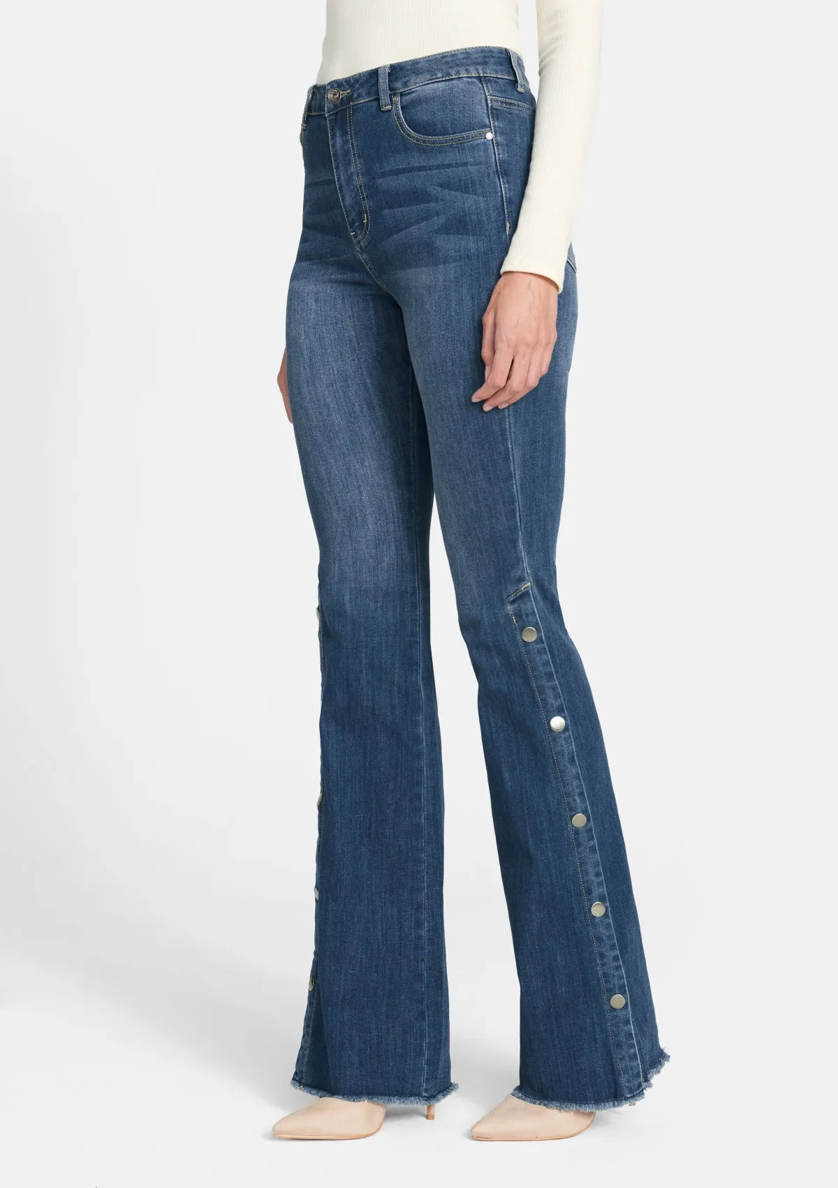 Tall Celina Snap Button Flare Jeans