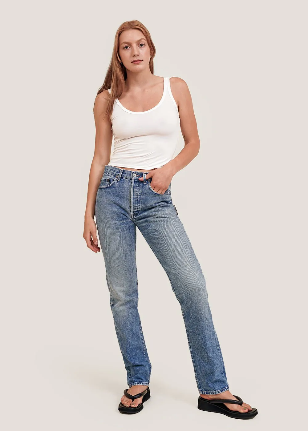 Vintage Side Buttons Jeans