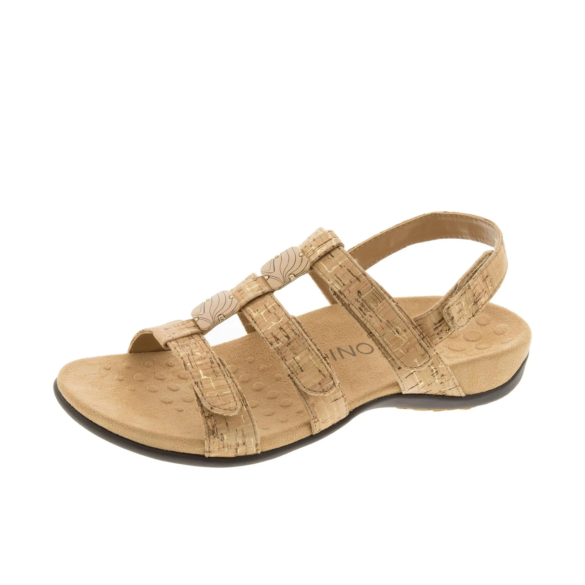 Vionic Womens Amber Adjustable Sandal Gold Cork