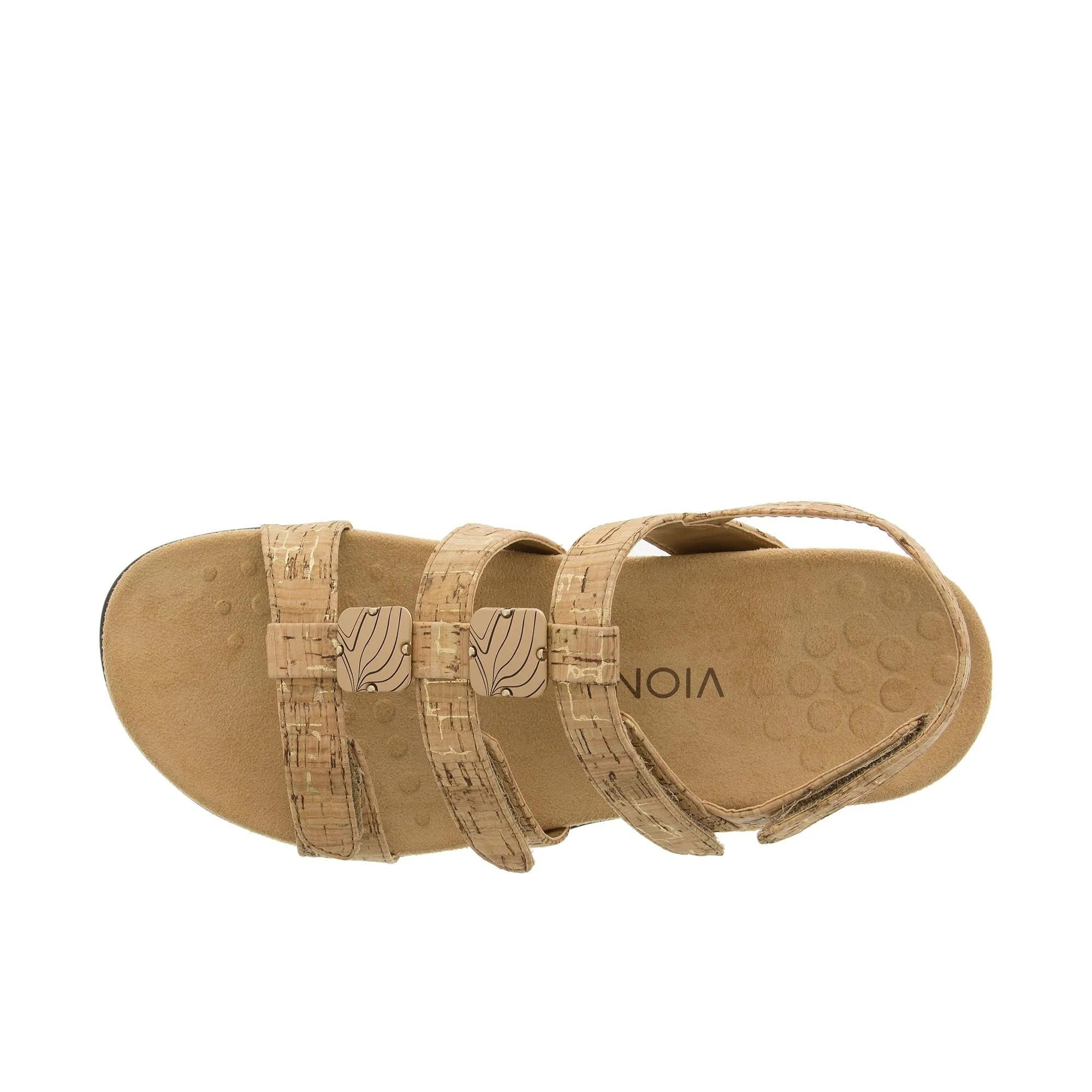 Vionic Womens Amber Adjustable Sandal Gold Cork